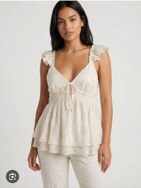 Parker Cream Ruffle-Strap Peplum Camisole